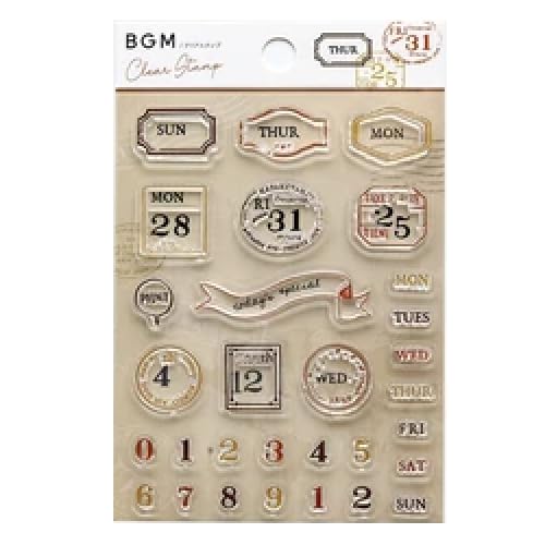 Amazon.co.jp: BGM クリアスタンプ 「ヴィンテージ日付」 : 文房具